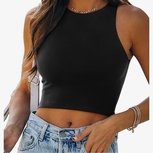 Black Sleeveless Crop Top